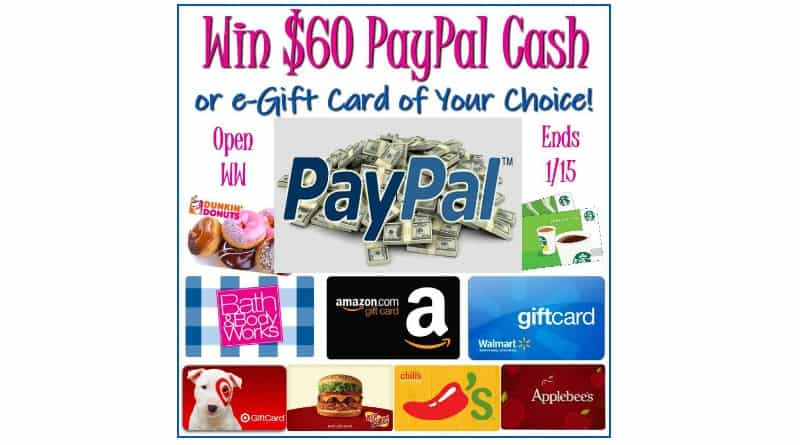 Enter to Win $60 PayPal Cash or....