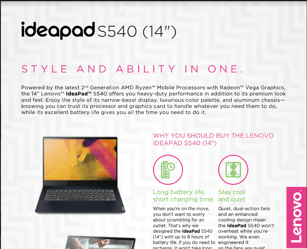 Lenovo IdeaPad S540-14 inch Datasheet